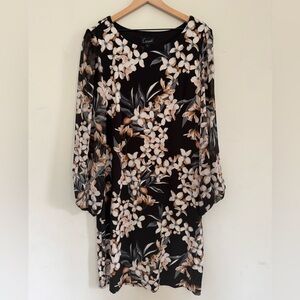 Floral Black and Cream Dress size 14